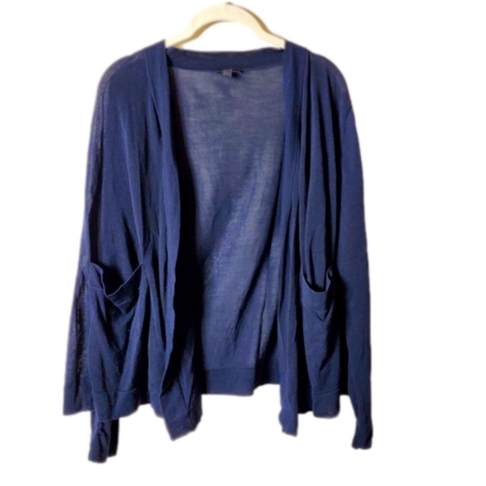 COS Lightweight Navy Open Front Cardigan Knit Sweater